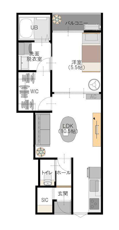 L-BLOOM東櫛原(1LDK/1階)の間取り写真