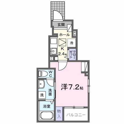 ベルソレイユ青木(1K/1階)の間取り写真