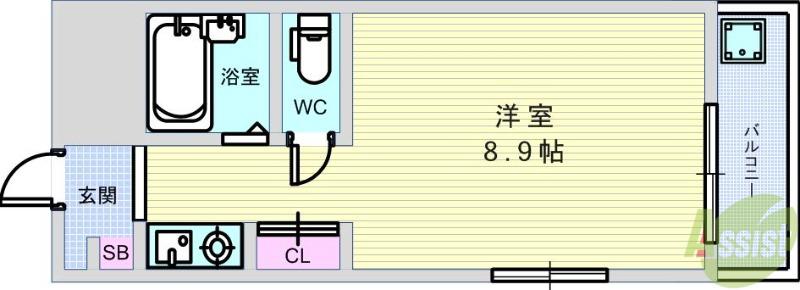 池田マンション(ワンルーム/2階)の間取り写真