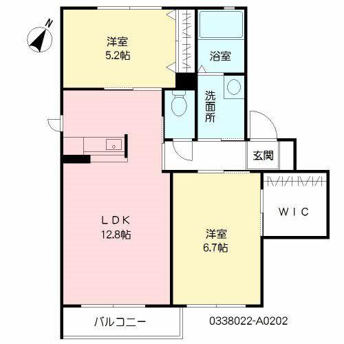 シャーメゾン茶屋の原II  A棟(2LDK/2階)の間取り写真