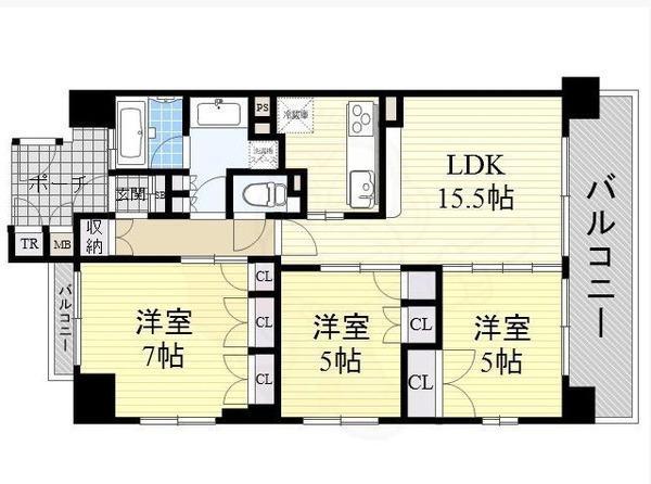 フロンティアタワー日本橋(2LDK/6階)の間取り写真