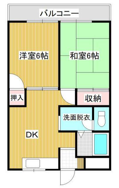 パールハイツ(2DK/2階)の間取り写真