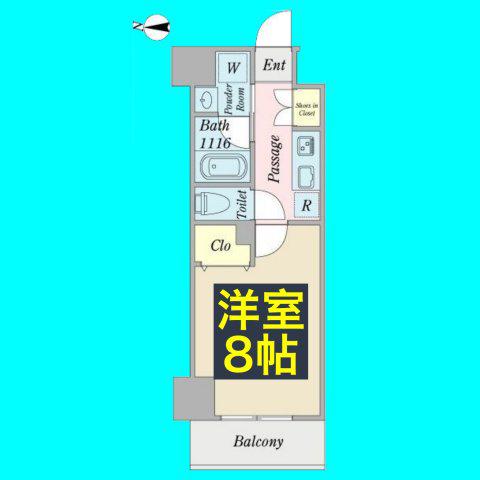 プロシード金山3(1K/8階)の間取り写真
