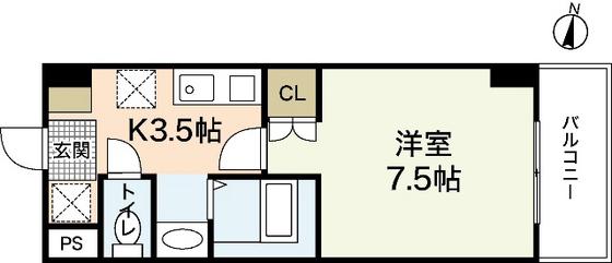 アトラクティブハイム(1K/4階)の間取り写真