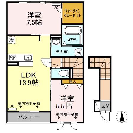 ルーデンス A棟(2LDK/2階)の間取り写真