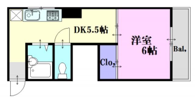 山崎小町ビル(1DK/3階)の間取り写真