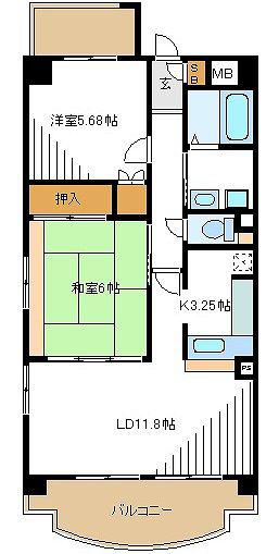 ネオグランデ大倉山(2LDK/3階)の間取り写真