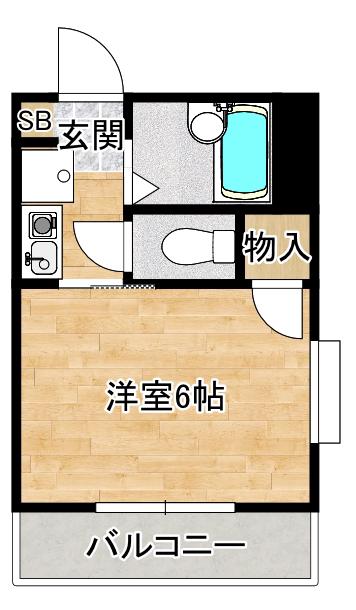 コリーヌ千里(1K/1階)の間取り写真
