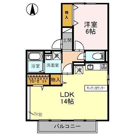 カーサリンピオ A棟(1LDK/2階)の間取り写真
