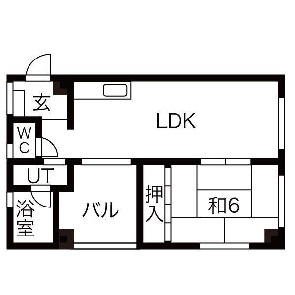 ラカーシュ向ヶ丘(1LDK/4階)の間取り写真