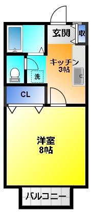 メイプルTSS(1K/2階)の間取り写真