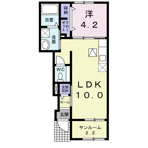 司レジデンス(1LDK/1階)の間取り写真