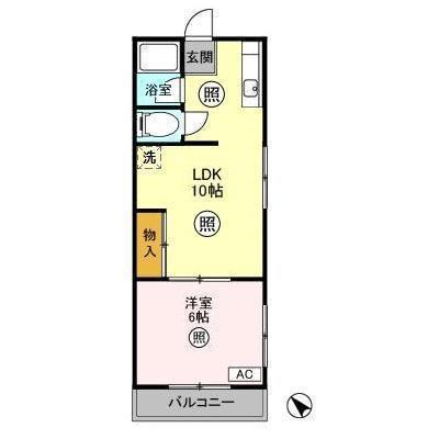メゾン樹(1LDK/1階)の間取り写真