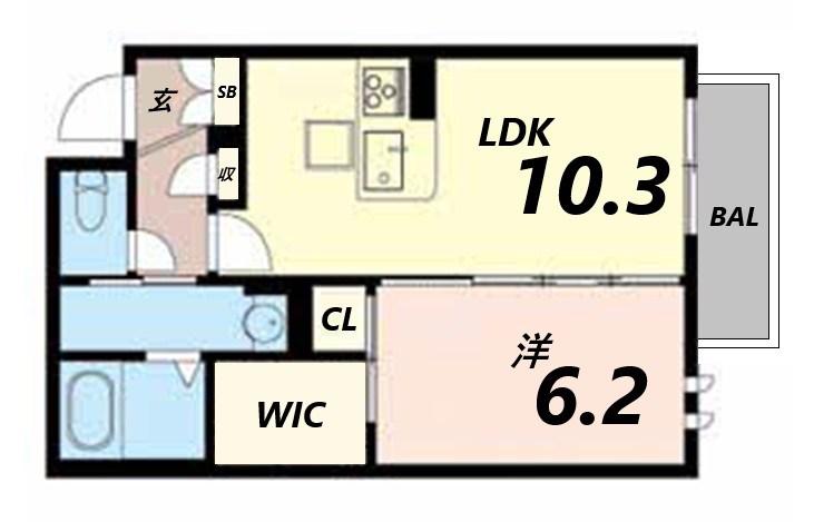 エグレット姫路III(1LDK/1階)の間取り写真
