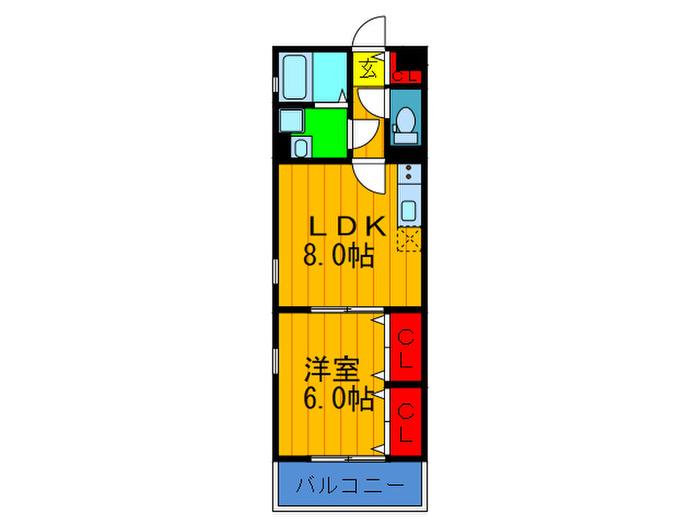 KTIレジデンス枚方(1LDK/1階)の間取り写真