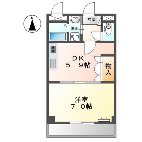 プランドール(1DK/1階)の間取り写真
