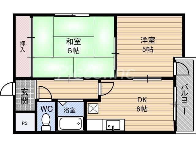 エルベ横堤(2DK/3階)の間取り写真