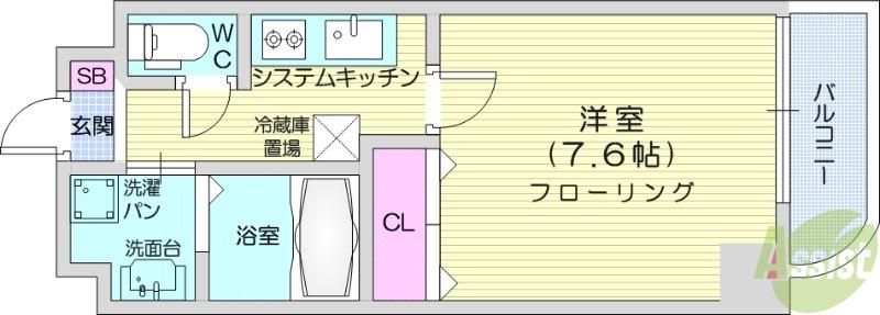 BLEU CIEL(1K/2階)の間取り写真