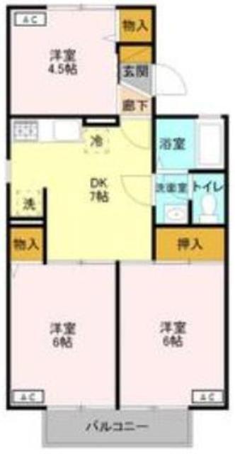 プリムヴェールA(3DK/1階)の間取り写真