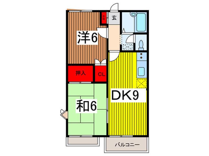 グランハイム関根 壱番館(2DK/2階)の間取り写真