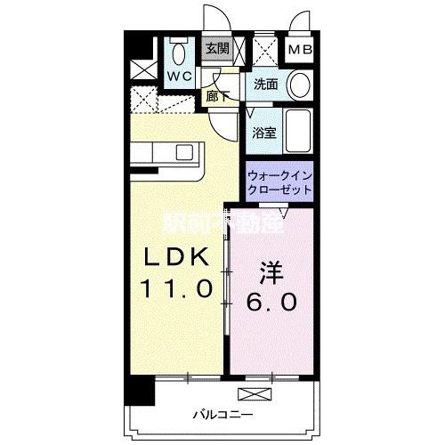 サンセール宮ノ陣(1LDK/7階)の間取り写真