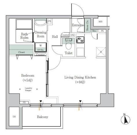 ONE ROOF FLAT TOGOSHI(1LDK/8階)の間取り写真