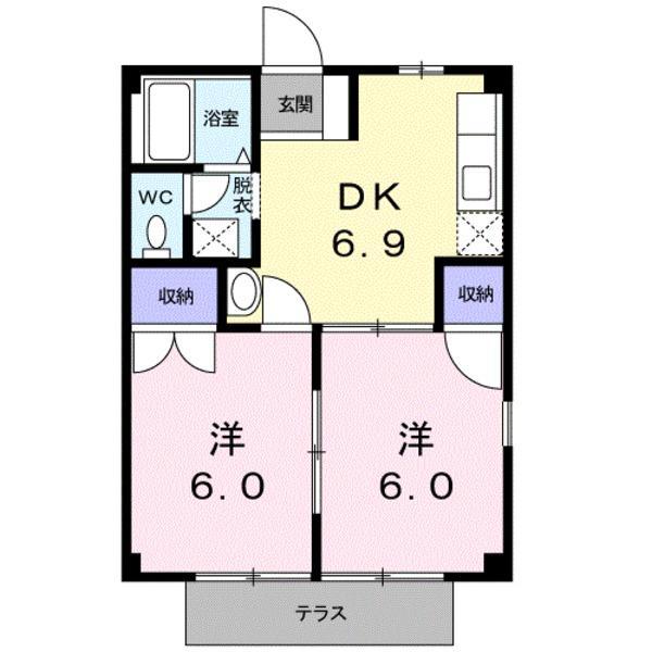 アヴェニ-ルハイツ(2DK/1階)の間取り写真