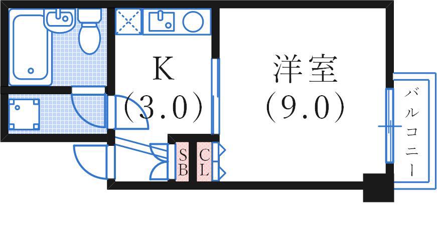 ガイ御影(1K/2階)の間取り写真