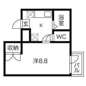 ビューパレス越路(1K/1階)の間取り写真
