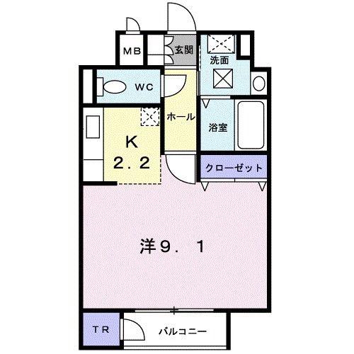 スカイピア清水町6(ワンルーム/1階)の間取り写真