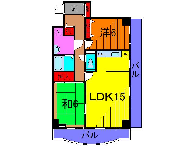 ゴールデンリバーマンション(2LDK/3階)の間取り写真