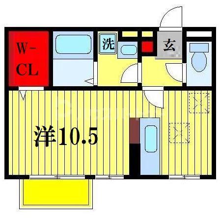 モナリエ古ヶ崎II(ワンルーム/2階)の間取り写真