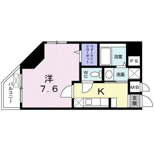 バリエンテ深川(1K/6階)の間取り写真
