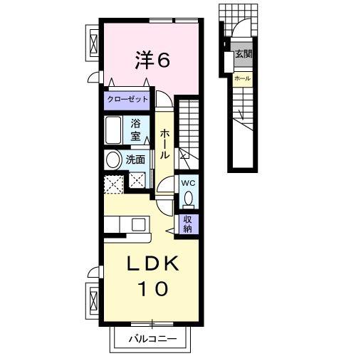 パークビサイド A(1LDK/2階)の間取り写真