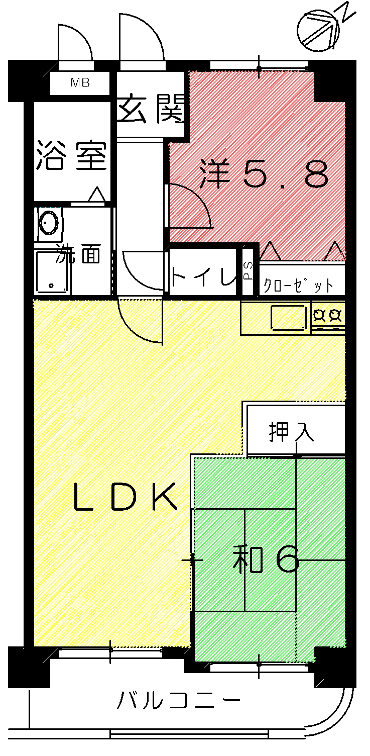 コンフォートDAIEI(2LDK/3階)の間取り写真