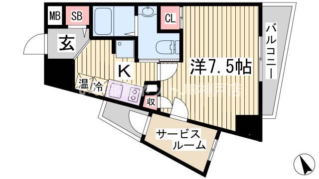グルーブ神戸ハーバーアリーナ(1K/9階)の間取り写真