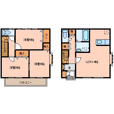 フロレスタ・弐番館(3LDK/2階)の間取り写真