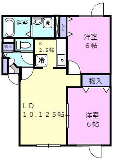 ビューフォート壱番館(2LDK/2階)の間取り写真