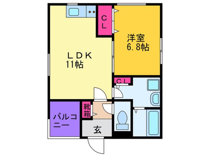 クリエオーレ諸口I(1LDK/2階)の間取り写真
