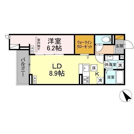 CRADLE(1LDK/1階)の間取り写真