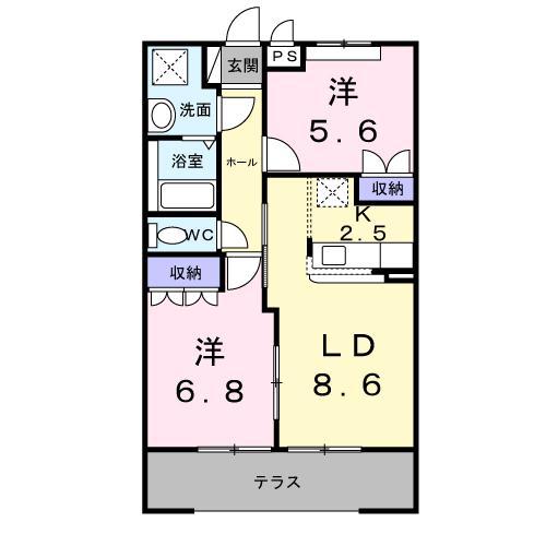 レジデンスディスコ(2LDK/1階)の間取り写真