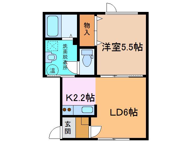 PEACE(1LDK/2階)の間取り写真