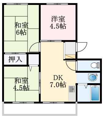 サンシティ深井A棟(3DK/1階)の間取り写真