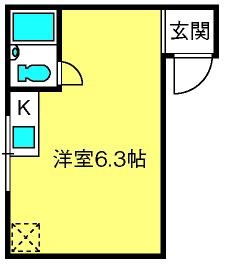 フジコービル(ワンルーム/1階)の間取り写真