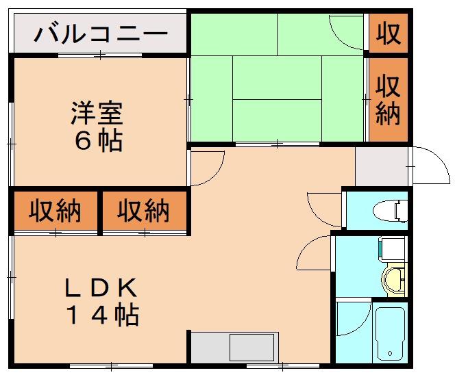 第二いかりコーポ(2LDK/2階)の間取り写真