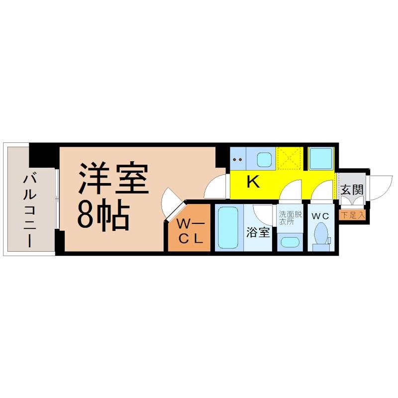 ブランシエスタ泉(1K/2階)の間取り写真