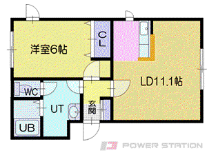 ＪＲ函館本線 小樽駅 徒歩11分 2階建 築20年(1LDK/2階)の間取り写真