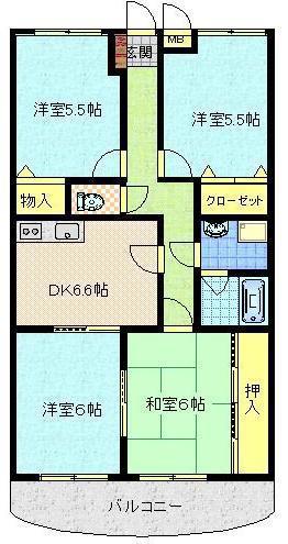 グランコート中郷(4DK/2階)の間取り写真