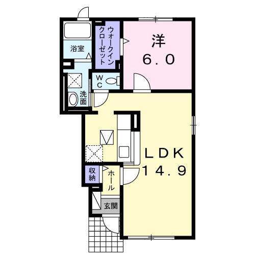 スクエアII(1LDK/1階)の間取り写真