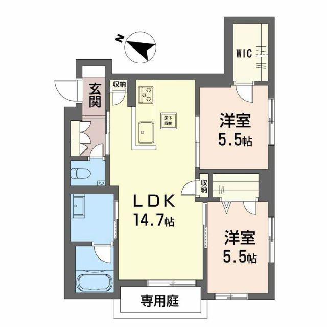 CASA ニックスV(2LDK/1階)の間取り写真